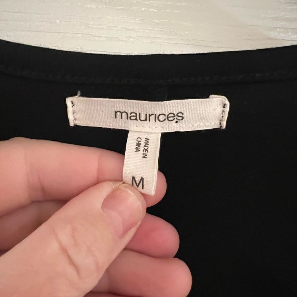 Maurices black dress with sheer floral sleeves and bows size Medium - Picture 4 of 8